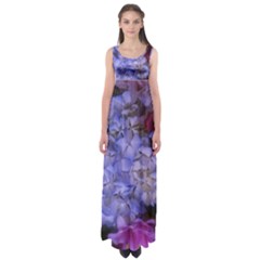 Hydrangea Arrangement Ii (blue Tint) Empire Waist Maxi Dress by okhismakingart