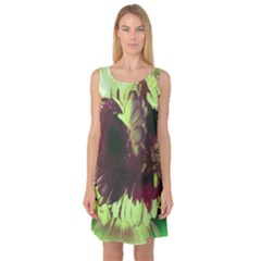 Green Glowing Flower Sleeveless Satin Nightdress by okhismakingart