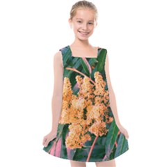 Green And Gold Sideways Sumac Kids  Cross Back Dress by okhismakingart