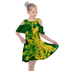 Yellow Sumac Bloom Kids  Shoulder Cutout Chiffon Dress by okhismakingart