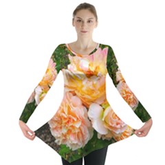 Bunch Of Orange And Pink Roses Long Sleeve Tunic  by okhismakingart