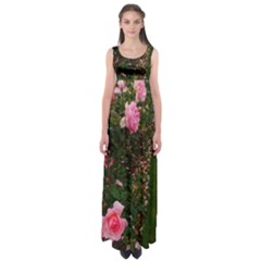 Pink Rose Field (sideways) Empire Waist Maxi Dress by okhismakingart