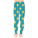 Toast With Cheese Pattern Turquoise Green Background Retro funny food Kids  Legging View2