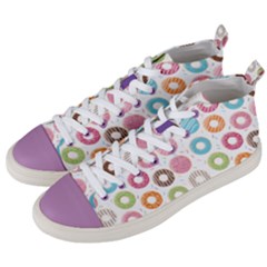 Donut Pattern With Funny Candies Men s Mid-top Canvas Sneakers by genx