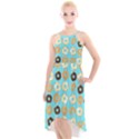 Donuts Pattern With Bites bright pastel blue and brown High-Low Halter Chiffon Dress  View1