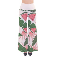 Tropical Watermelon Leaves Pink And Green Jungle Leaves Retro Hawaiian Style So Vintage Palazzo Pants by genx