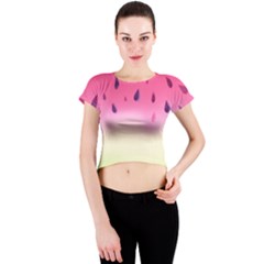 Watermelon Pastel Gradient Pink Watermelon Pastel Gradient Crew Neck Crop Top by genx