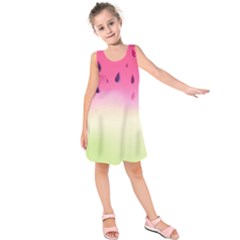 Watermelon Pastel Gradient Pink Watermelon Pastel Gradient Kids  Sleeveless Dress by genx