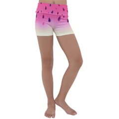 Watermelon Pastel Gradient Pink Watermelon Pastel Gradient Kids  Lightweight Velour Yoga Shorts by genx