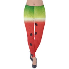 Juicy Paint Texture Watermelon Red And Green Watercolor Velvet Leggings by genx