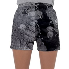 Black And White Lily Pond Sleepwear Shorts by okhismakingart