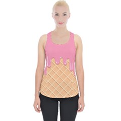 Ice Cream Pink Melting Background With Beige Cone Piece Up Tank Top by genx