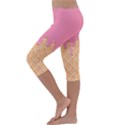 Ice Cream Pink melting background with beige cone Kids  Lightweight Velour Capri Leggings  View2