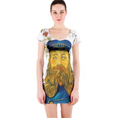 Vincent Van Gogh Cartoon Beard Illustration Bearde Short Sleeve Bodycon Dress by Sudhe