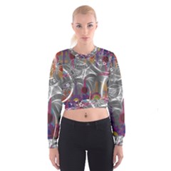 Flora Entwine Fractals Flowers Cropped Sweatshirt by Pakrebo