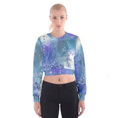 Wonderful Floral Design With Pearls Cropped Sweatshirt by FantasyWorld7