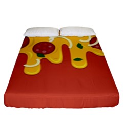 Pizza Topping Funny Modern Yellow Melting Cheese And Pepperonis Fitted Sheet (king Size) by genx