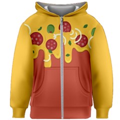 Pizza Topping Funny Modern Yellow Melting Cheese And Pepperonis Kids  Zipper Hoodie Without Drawstring by genx