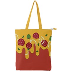 Pizza Topping Funny Modern Yellow Melting Cheese And Pepperonis Double Zip Up Tote Bag by genx