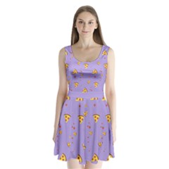 Pizza Pattern Violet Pepperoni Cheese Funny Slices Split Back Mini Dress  by genx