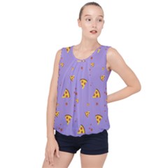 Pizza Pattern Violet Pepperoni Cheese Funny Slices Bubble Hem Chiffon Tank Top by genx