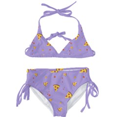 Pizza Pattern Violet Pepperoni Cheese Funny Slices Kids  Classic Bikini Set by genx