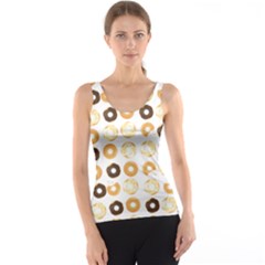 Donuts Pattern With Bites Bright Pastel Blue And Brown Cropped Sweatshirt Tank Top by genx