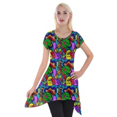 Graffiti 3 1 Short Sleeve Side Drop Tunic by ArtworkByPatrick