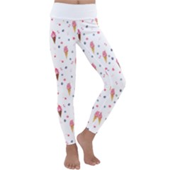 Ice Cream Cones Watercolor With Fruit Berries And Cherries Summer Pattern Kids  Lightweight Velour Classic Yoga Leggings by genx