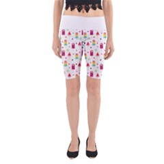 Popsicle Juice Watercolor With Fruit Berries And Cherries Summer Pattern Yoga Cropped Leggings by genx