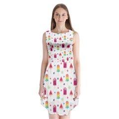 Popsicle Juice Watercolor With Fruit Berries And Cherries Summer Pattern Sleeveless Chiffon Dress   by genx