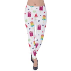 Popsicle Juice Watercolor With Fruit Berries And Cherries Summer Pattern Velvet Leggings by genx