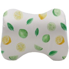 Lemon And Limes Yellow Green Watercolor Fruits With Citrus Leaves Pattern Head Support Cushion by genx