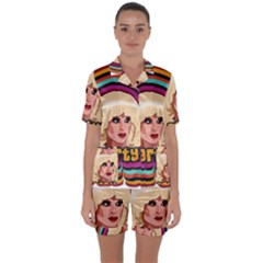 Katya Zamolodchikova Logo Satin Short Sleeve Pyjamas Set by milliahood