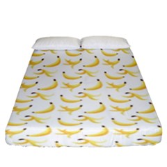 Yellow Banana And Peels Pattern With Polygon Retro Style Fitted Sheet (king Size) by genx