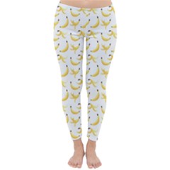 Yellow Banana And Peels Pattern With Polygon Retro Style Classic Winter Leggings by genx