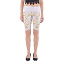 Yellow Banana and peels pattern with polygon retro style Yoga Cropped Leggings View1