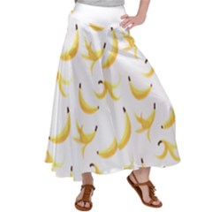 Yellow Banana And Peels Pattern With Polygon Retro Style Satin Palazzo Pants by genx