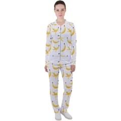 Yellow Banana And Peels Pattern With Polygon Retro Style Casual Jacket And Pants Set by genx