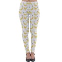 Yellow Banana and peels pattern with polygon retro style Lightweight Velour Leggings View1