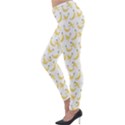 Yellow Banana and peels pattern with polygon retro style Lightweight Velour Leggings View3