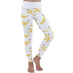 Yellow Banana And Peels Pattern With Polygon Retro Style Kids  Lightweight Velour Classic Yoga Leggings by genx