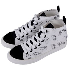 Pigs Handrawn Black And White Square13k Black Pattern Skull Bats Vintage K Women s Mid-top Canvas Sneakers by genx