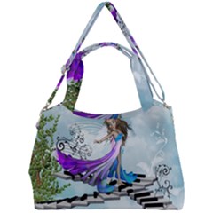 Cute Fairy Dancing On A Piano Double Compartment Shoulder Bag by FantasyWorld7