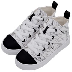 Birds Hand Drawn Outline Black And White Vintage Ink Kids  Mid-top Canvas Sneakers by genx