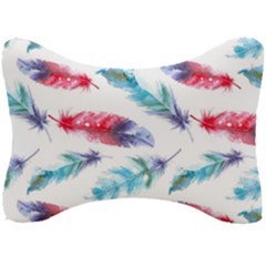 Feathers Boho Style Purple Red And Blue Watercolor Seat Head Rest Cushion by genx