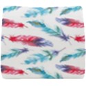 Feathers Boho Style Purple Red and Blue Watercolor Seat Cushion View1