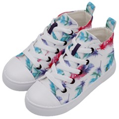 Feathers Boho Style Purple Red And Blue Watercolor Kids  Mid-top Canvas Sneakers by genx