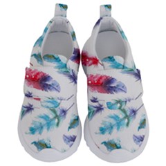 Feathers Boho Style Purple Red And Blue Watercolor Kids  Velcro No Lace Shoes by genx