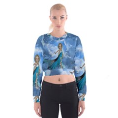 Cute Fairy In The Sky Cropped Sweatshirt by FantasyWorld7